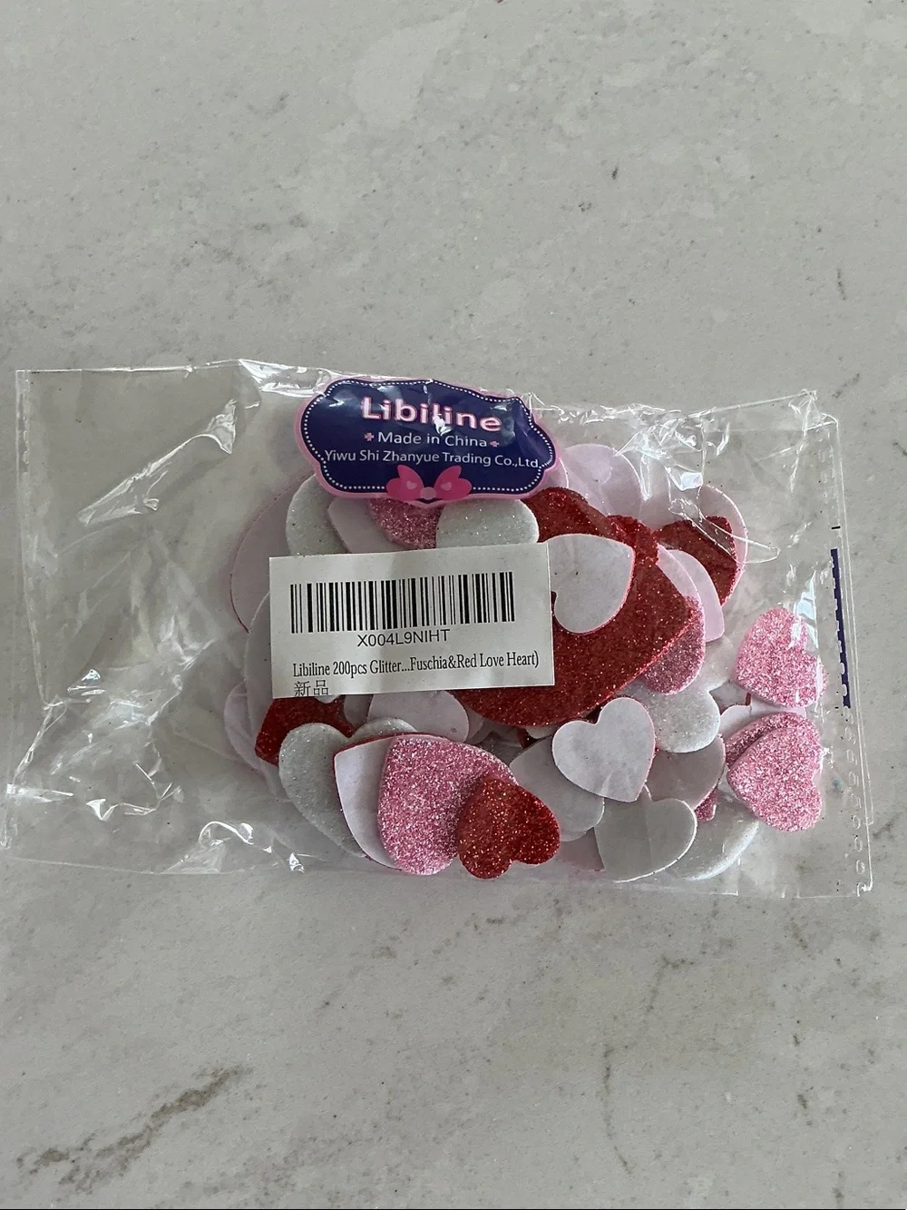 Fuchsia & Red Glitter Heart Confetti Pack